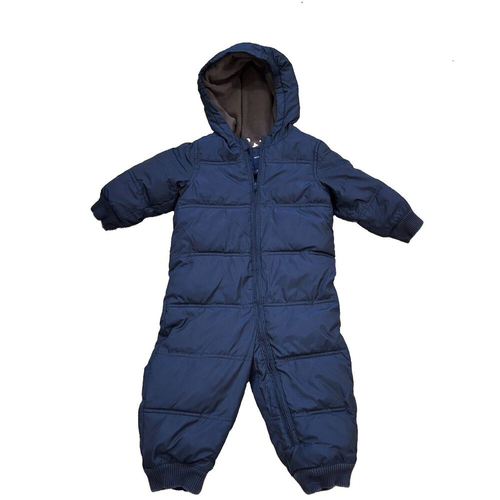 babyGap Toddler Snowsuit 18-24 Months Navy Blue Fleece Lined Puffer Bunting
